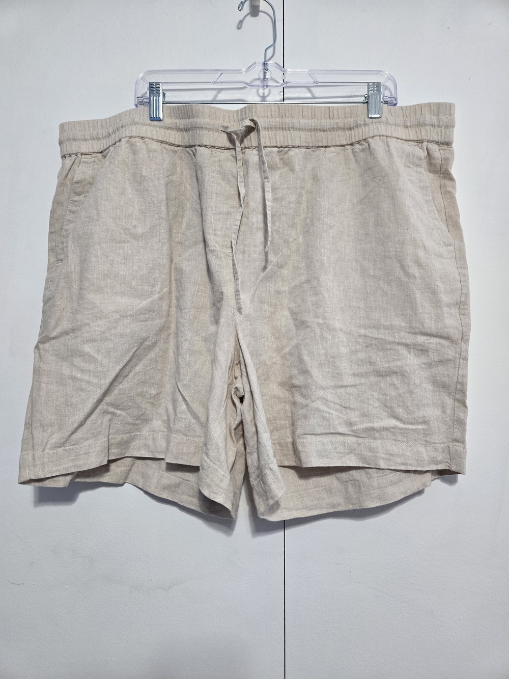 NWT Talbots Plus 3X‎ Linen Blend Pull-On Shorts Beige Pockets Beachy